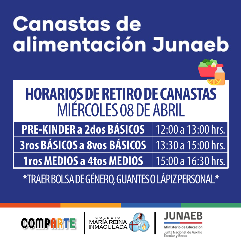 ENTREGA DE CANASTAS DE ALIMENTACIÓN JUNAEB